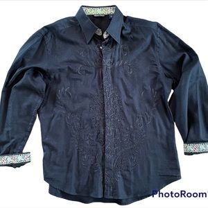 Robert Graham Limited Edition Embroidered Black Shirt - Size XL